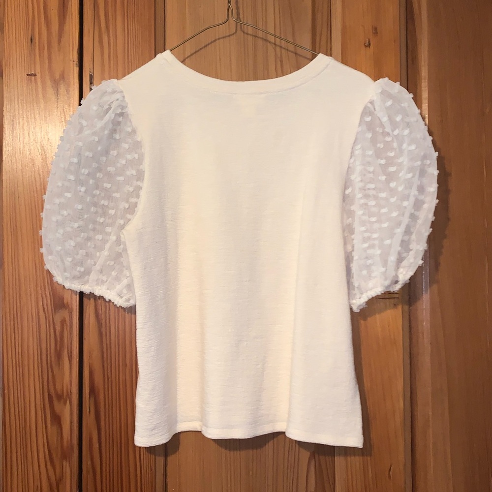 Maeve by Anthropologie Cream Puff Sleeve Top Size: M - Picture 2 of 9